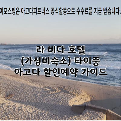 라 비다 호텔 (가성비숙소) 타이중 아고다 할인예약 가이드