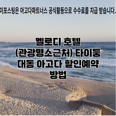 멜로디 호텔 (관광명소근처) 타이둥 대동 아고다 할인예약 방법