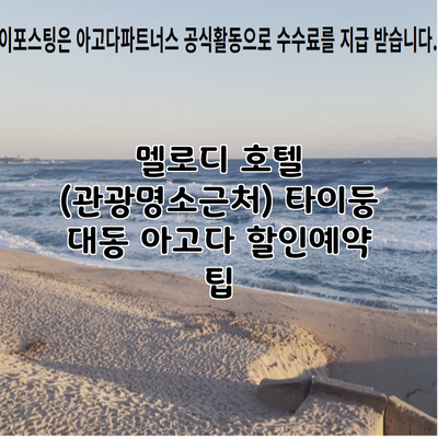 멜로디 호텔 (관광명소근처) 타이둥 대동 아고다 할인예약 팁