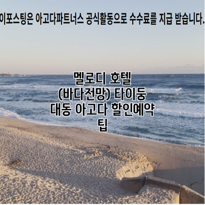 멜로디 호텔 (바다전망) 타이둥 대동 아고다 할인예약 팁