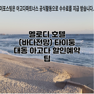 멜로디 호텔 (바다전망) 타이둥 대동 아고다 할인예약 팁